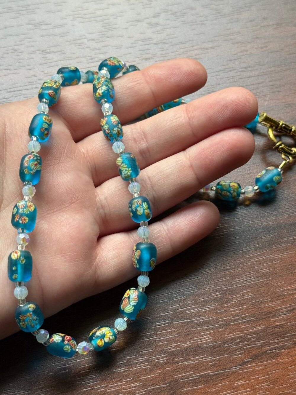 Reclaimed Vintage Murano Glass and Crystal Beaded Necklace